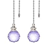 2 Pieces Purple Crystal Ceiling Fan Pull Chain