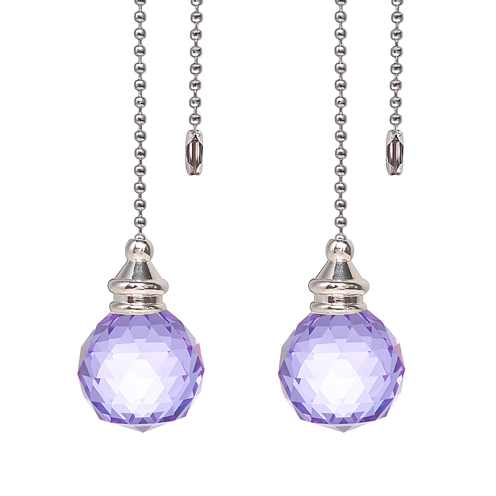 2 Pieces Purple Crystal Ceiling Fan Pull Chain
