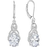 Starchenie 925 Sterling Silver Earrings for Women Infinity Dangle Earrings Amethyst Oval Cut Birthstone Jewelry Gift