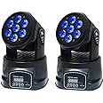 XPCLEOYZ 2PCS Moving Head Dj Lights,7 x 12W RGBW Stage Lighting Mini Moving Head, DMX DJ Lights Remote Control Sound Activated, Mini Moving Heads Wash Light for Parties