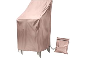 PEKTIFTN Stackable Patio Chair Cover, Outdoor Chair Cover Waterproof 210D, Stacked Chairs Lounge Chair Covers Outdoor Stack Chairs for All Weather Protection (Brown, 25"L x 25"W x 47”H)