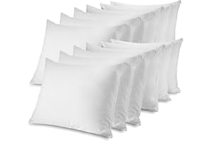 CIRCLESHOME Zippered Pillow Protectors 12 Pack Standard | 100% Cotton Breathable Pillow Covers | Protects from Dirt, debris | Healthy & Quiet (Standard - 20x26 - Set of 12)
