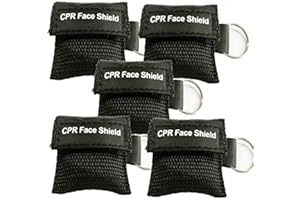 LSIKA-Z Pack of 5pcs CPR Face Shield Mask Keychain Ring Emergency Kit CPR Face Shields for First Aid or CPR Training (Black-5)