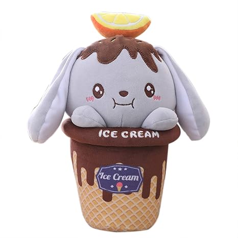 EDTara Cute Ice Cream Rabbit Soft Stuffed Toys Children Appease Plush Doll Simulation Plush Toy Kids & Girls Birthday Gifts Gray 40 cm