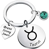 bobauna 12 Zodiac Constellation Disc Keychain Birthstone Horoscope Jewelry Astrology Gift For Family Friend