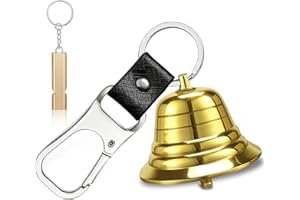 QIDOE 2" Bear Bell with Whistle Set for Hikers, Hiking Gear Solid Brass Camping Bear Bell with Whistle and Carabiner for Biking, Fishing, Climbing, Outdoor Camping & Hiking Protection