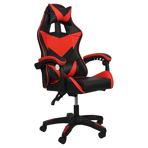 Gaming Chair Ergonomic Drafting Chair Tall Office Chair with Lumbar Support and Adjustable Footrest Headrest Height-Adjustable and Adjustable Reclining (Gaming Chiar, Black+Red)