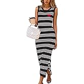 Allifewithu Women's Long Sweater Dress Sleeveless Crew Neck Side Split Soft Bodycon Knit Dress