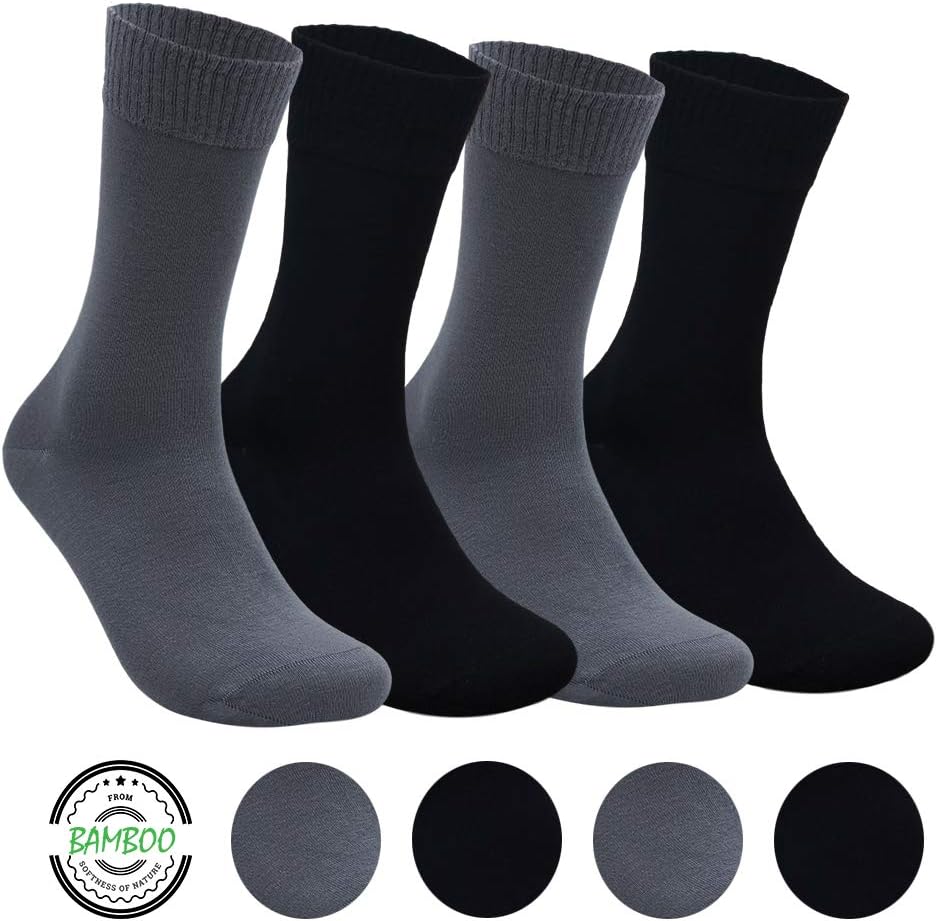 Diabetic Bamboo Socks Physician's Choice - Half Calf, Seamless Toe, High Circulation for Diabetes, Varicose Veins, Maternity Pregnancy Crew Socks for Men&Women (4 Pack) - Made in Turkey