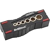 Milescraft 1312 Drill Block - Handheld Drilling Guide, Drilling Jig with Drill Guides for 6 of the Most Common Imperial Drill Bit Sizes, Precision Drilling Tool Accessory