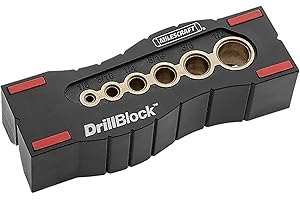 Milescraft 1312 Drill Block - Handheld Drilling Guide, Drilling Jig with Drill Guides for 6 of the Most Common Imperial Drill Bit Sizes, Precision Drilling Tool Accessory