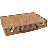 Creative Mark Capri Deluxe Wood Artist Paint Box - Storage for Art Supplies, Paints, Mediums, Brushes, Compartment Storage, Lightweight, Travel - [Oil-Stained - Natural Finish]