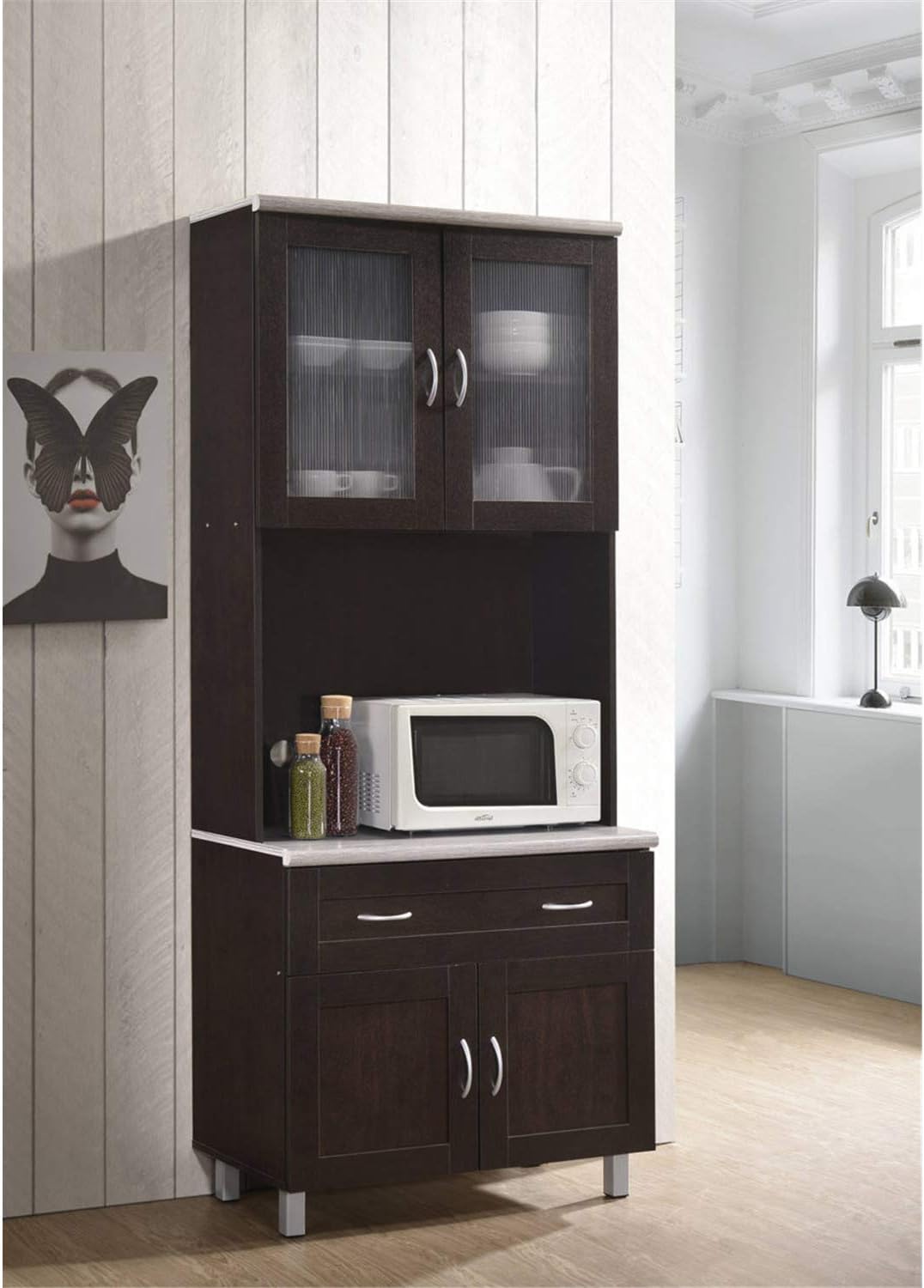 Hodedah Kitchen Cabinet, Chocolate: Furniture & Decor