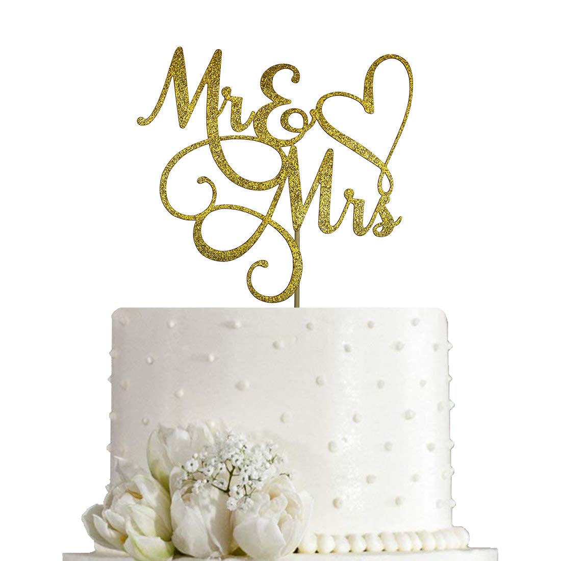 Photo 1 of AMINJIE Gold Glitter Mr & Mrs Cake Topper - Wedding, Engagement, Wedding Anniversary Cake Toppers Decorations