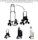 VOUNOT Folding Shopping Trolley 6 Wheels Stair Climbing Oxford Black view 6