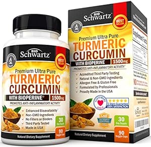 Turmeric Curcumin with Bioperine 1500mg. Highest Potency Available. Premium Pain Relief & Joint Support with 95% Standardized Curcuminoids. Non-GMO, Gluten Free Turmeric Capsules with Black Pepper.