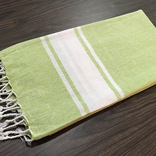 Ultimate All Turkish Towel Peshtemal Beach Towels Hammam Spa Pool Sauna Gym Cotton Fouta Bath towels Baby Towel Kikoy Pareo Picnic Blanket (Classic - Lime Green)