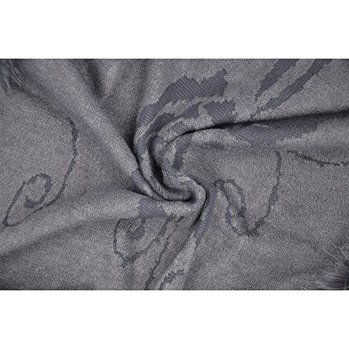 Womens Warm Bridal Faux Fur Shawl Wraps Cloak Cape Poncho Coat (Gray)