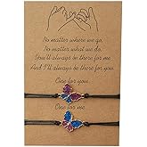 Best Friend Bracelets Gifts for Women No Matter Where We Go Bracelet for BFF Besties Christmas Birthday Gifts for Mother Daughter Matching Butterfly Bracelets for 2 Sisters