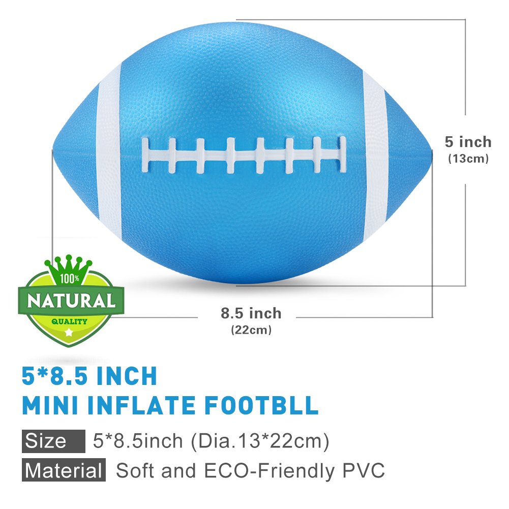 YAPA Football for Toddlers Mini Cute American Footballs Handheld Kids Toy,Bouncy and Soft 7.5”Inflate Beach Ball Come Deflate（Blue）