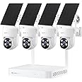 yeewise 2K Wireless Solar Security Camera System, Home Security Battery Cameras with 360° Pan & Tilt, Solar Powered, Color Night Vision, 10CH WiFi NVR with 64GB Storage, No Monthly Fee, Easy Setup