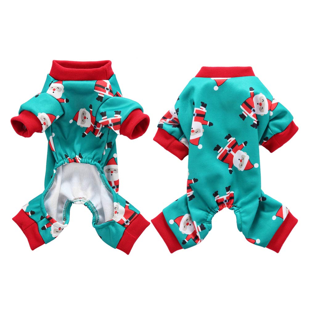 Balacoo Christmas Dog Clothes Santa Claus Pattern Pajamas Pet Dog Jumpsuit for Christmas Xmas Holiday (Green, Size XL)
