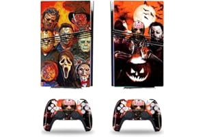 JOCHUI Console Decal Skin Vinyl Sticker Horror Compatible with PS5 Pro Console Controllers Halloween Horrors