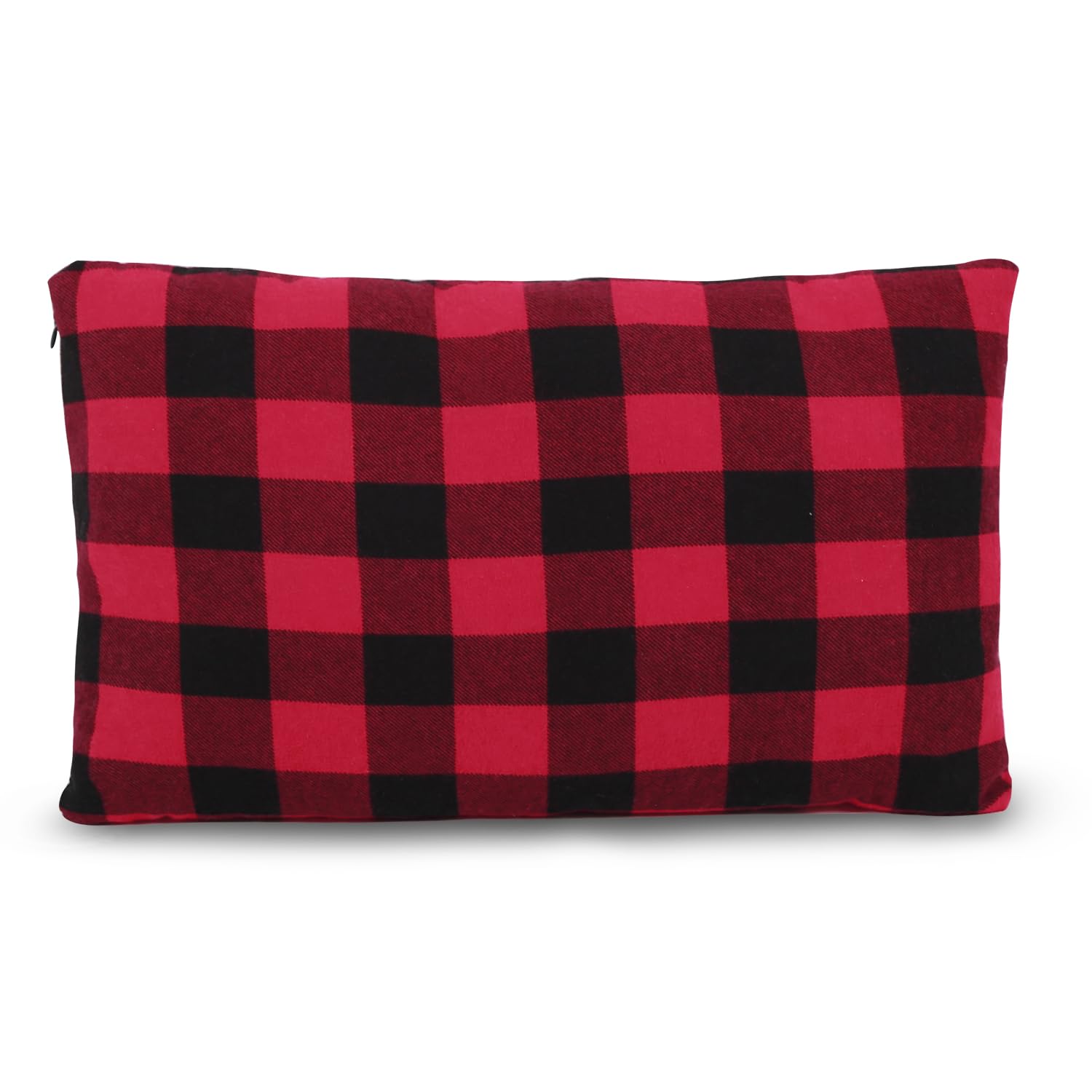 REDCAMP Small Camping Pillow Lightweight and Compressible, 1PC Flannel Travel Pillow with Removable Pillow Cover (Red and Black Plaid)