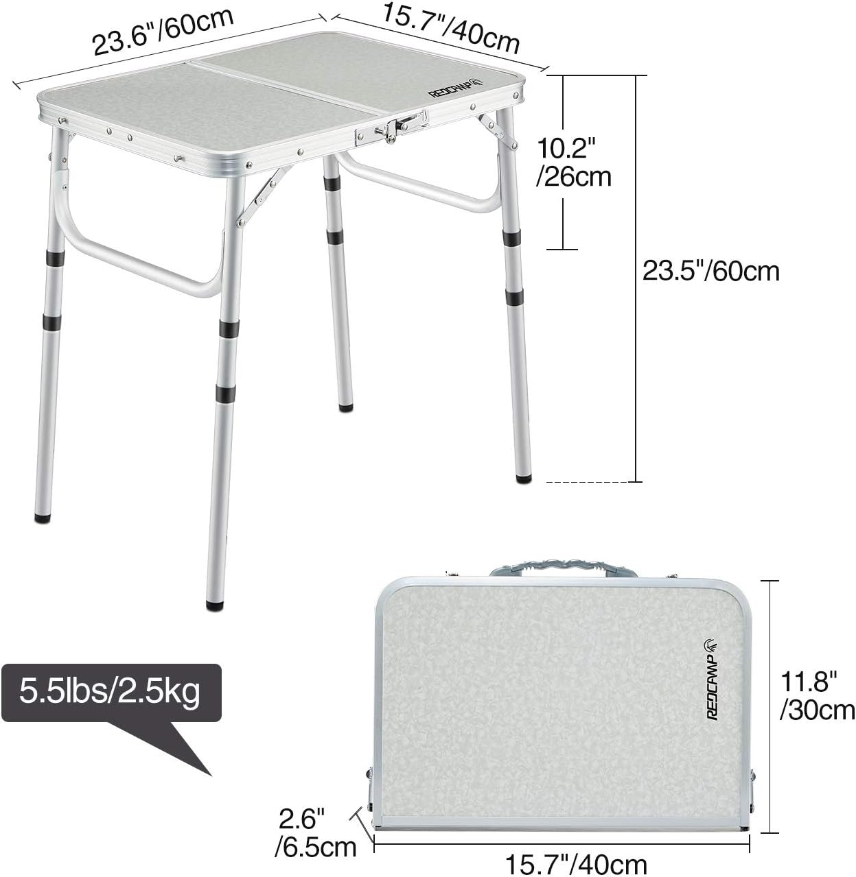 REDCAMP 2ft Folding Camping Table with 3 Adjustable Heights - Image 4