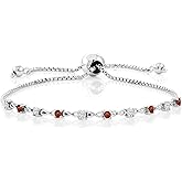 Gem Stone King White Moissanite and Gemstone Birthstone 10-Stone Infinity Tennis Bracelet For Women | 925 Sterling Silver | Round 2.5MM | Adjustable Bolo Bracelet Up to 9 Inch | Easy-On Easy-Off
