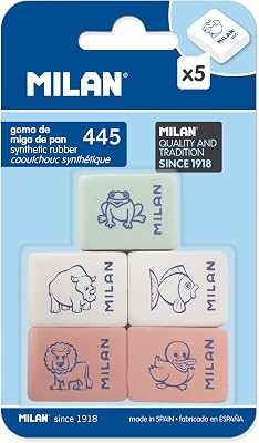 BMM9222 - Confezione da 5 gomme da cancellare, con figurine modelli assortiti