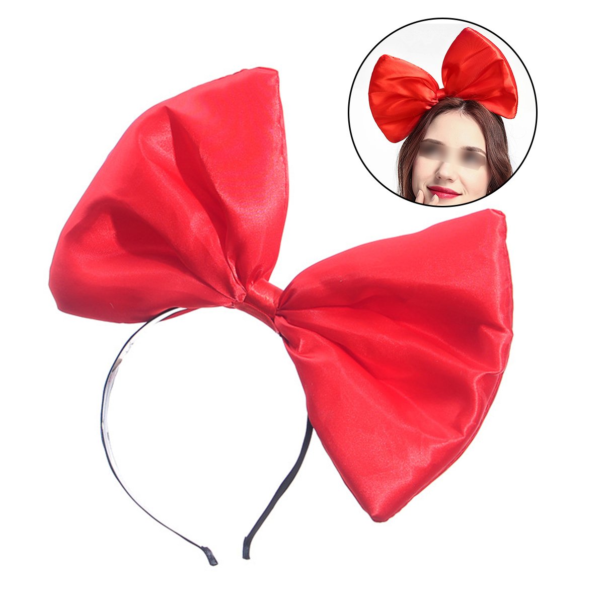 Frcolor Super Large Red Bowknot Headband, Women and Girls' Hair Hoop Bow Headdress Hair Accessories for Party and Cosplay Decoration (Red)