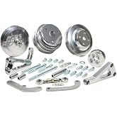 March Performance 22031-09 Pulley Kit, Custom, Performance, 6-Rib Serpentine, Aluminum, Silver Powder Coat, Long Water Pump, Compatible with Small Block Chevy, Kit