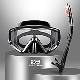 Snorkel Set Pano 3 Window Adult Snorkeling Gear, Professional Snorkel Goggles Anti-Fog Diving Mask, Anti-Leak Swim Goggles and Dry Top Snorkel for Diving, Snorkeling, Swimming