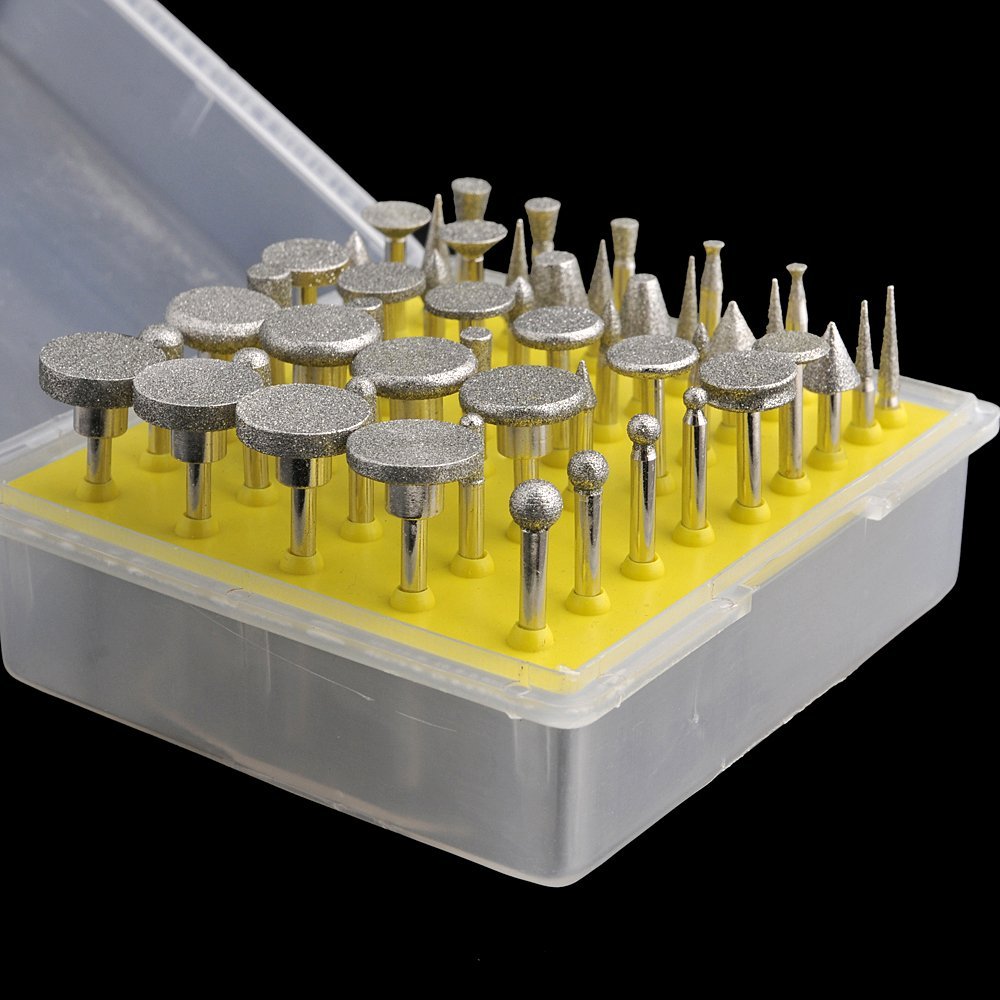 Diamond Burr Set- Ceramics Tile Glass Lapidary for Rotary Tools 50pc