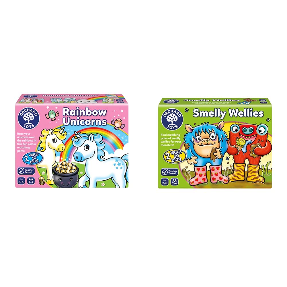 Orchard Toys Rainbow Unicorns Game & Smelly Wellies Game