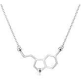 LUHE Serotonin Molecule Necklace Sterling Silver Chemical Molecules Jewelry Gifts for Women