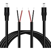 Fancasee 16AWG 5.5mm x 2.1mm DC Power Pigtail Cable, 2-Pack 6FT DC Barrel Male Plug Jack Connector to Bare Wire Power Supply Adapter Repair Cord for CCTV Surveillance Security Camera LED Strip