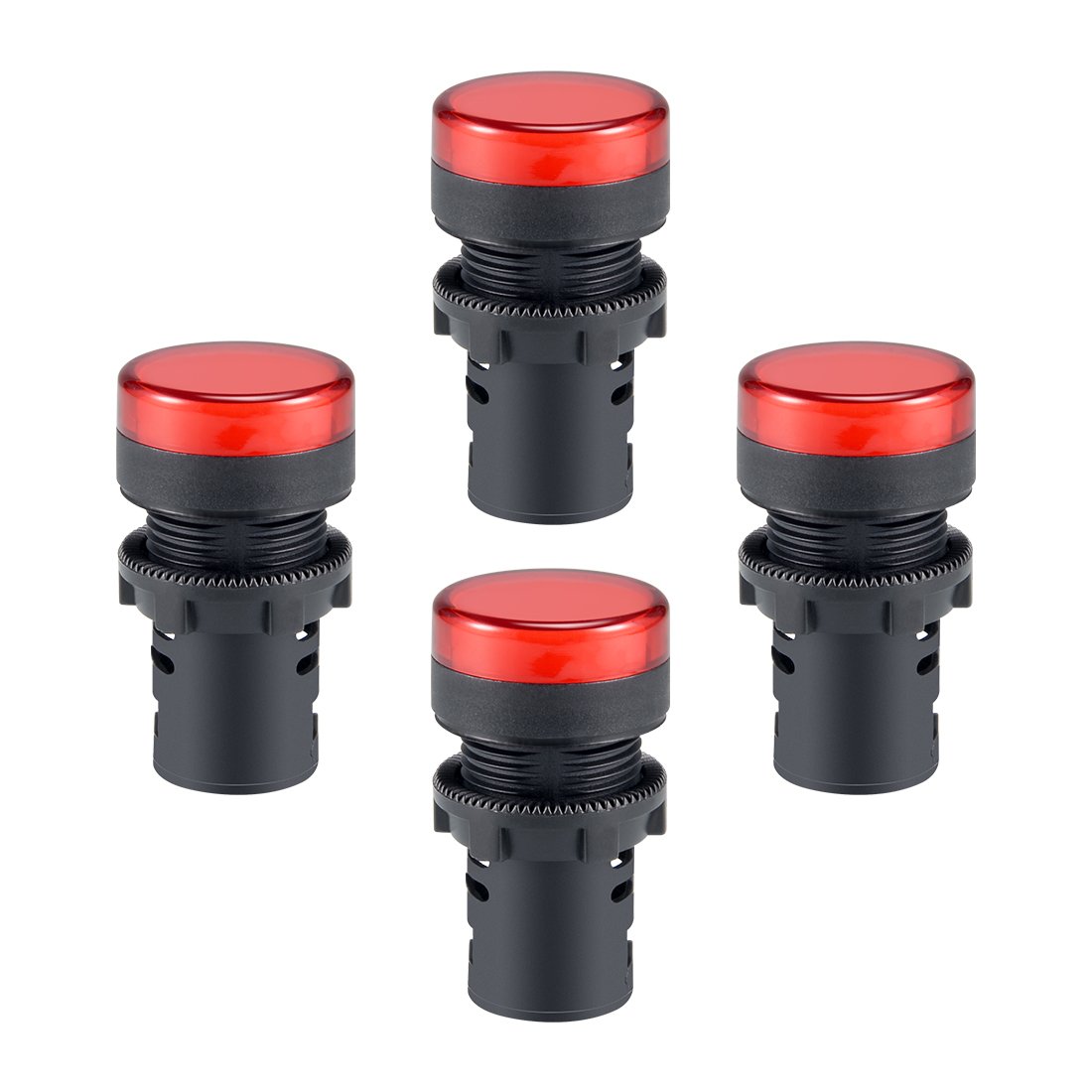 sourcing map 4Pcs Red Indicator Light AC/DC 24V, 22mm Panel Mount, for Electrical Control Panel, HVAC, DIY Projects