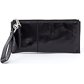 HOBO Vida Leather Wristlet Wallets for Women with Card Slots & Zip Pocket - Clutch Purses with Wristlet Strap, 100% Leather, Handcrafted Design - Black
