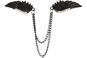 Knighthood Men's Matte Black Power Wing With Hanging Chain Brooch Black