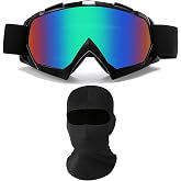 immoono Motorcycle Goggles with Face Mask, Windproof Dirt Bike Racing Ski Goggles Protective Safety Glasses with Balaclava