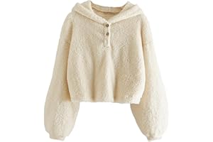 GAMISOTE Kids Girl's Fuzzy Hoodies Warm Loose Button Down Pullover Sherpa Jacket Top