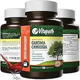Garcinia Cambogia Extract 1600MG Diet Pill, 100% All Natural Fat Burner, Premium Weight Loss Management, Appetite Suppressant -180 Veggie Caps- By Vitapath
