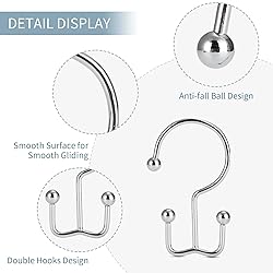 Goowin Shower Curtain Hooks, 12 Pcs Shower Curtain