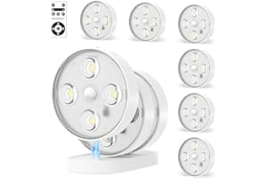 Goodea Under Cabinet Lighting Rechargeable Puck Lights with IR Remote Control, LED Motion Sensor Light with Charging Station, Under Couter Lights for Kitchen Stairs Bedroom Hallway Wardrobe（6pack）