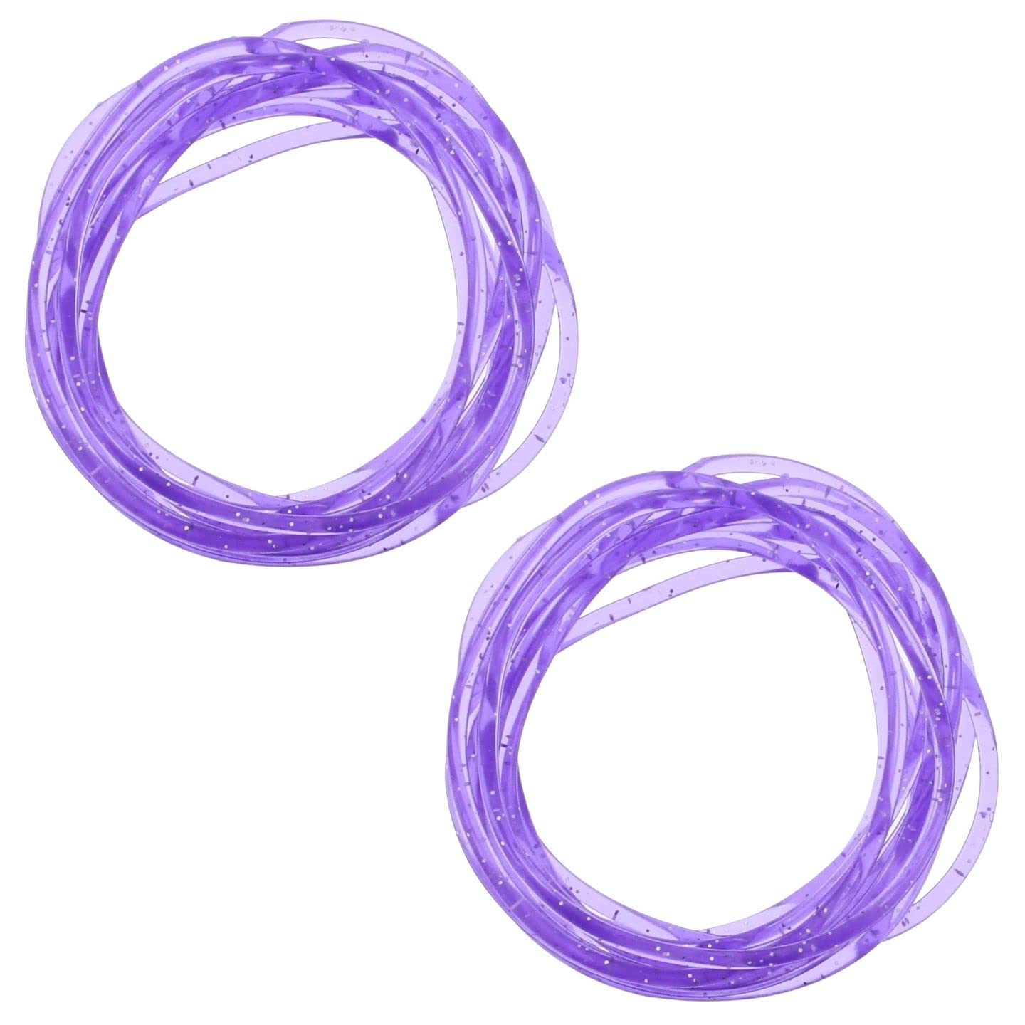 Topkids Accessories 24pc Gummy Bracelets Rubber Bangles Kids Party Bag Favour Fillers Jelly Jewellery Wrist Bands 80s Neon 90s Fancy Dress Fashion Wristbands (Purple Glitter) — image 1