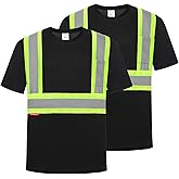 ProtectX High Visibility Shirts Short Sleeve Reflective Hi Vis Safety Shirts for Men and Women Construction Shirts 2 Pack