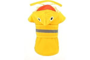 SMALLLEE_LUCKY_STORE Cute Duck Dog Raincoat with Clear Hood and Harness Hole Adjustable Waterproof Rain Jacket for Small Medium Large Dogs Boy Girl Reflective Pet Poncho, Yellow, S