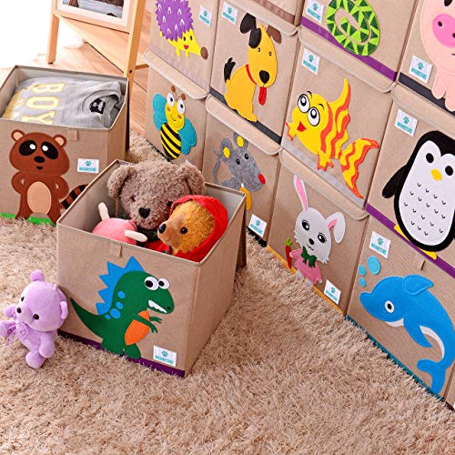 BEARCUBS Small Toy Chest Foldable Stackable Storage and Organization Box for Kids Nursery